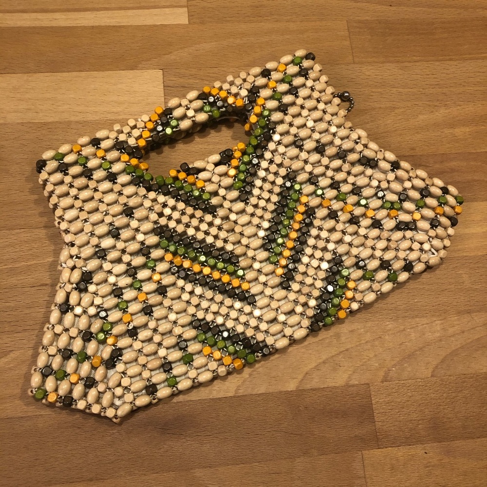 Vintage wooden bead purse